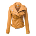 2015 Nueva llegada Zippered Faux Leather Moto Jacket